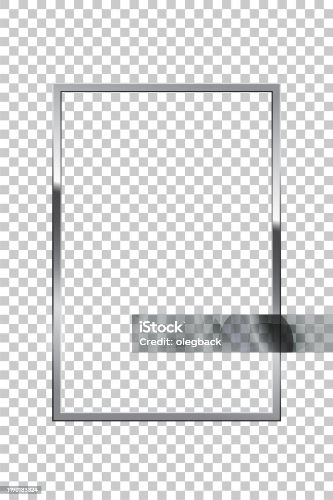 Silver Rectangle Graphics Shiny Sparkling Silver Rectangle On Transparent Background Vector ...