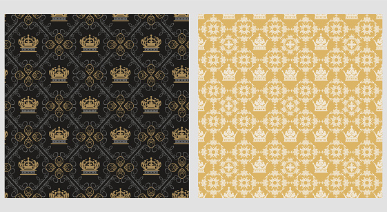 Royal Modern Pattern Background Two Background Patterns In Royal Style Seamless Vector Backgrounds Set ...