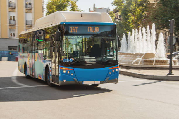 istock Blue city bus in Madrid, Spain 1190188433