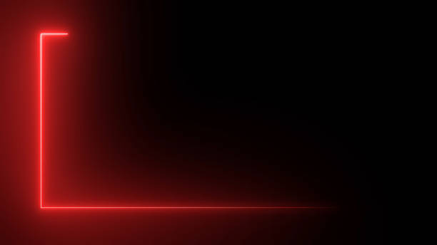 renderização 3d de um quadro retangular de néon brilhante abstrato. design de fundo da tecnologia a laser - vermelho - fotografias e filmes do acervo