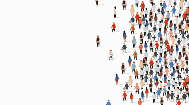Vector illustration of Large group of people on white background. People communication concept.