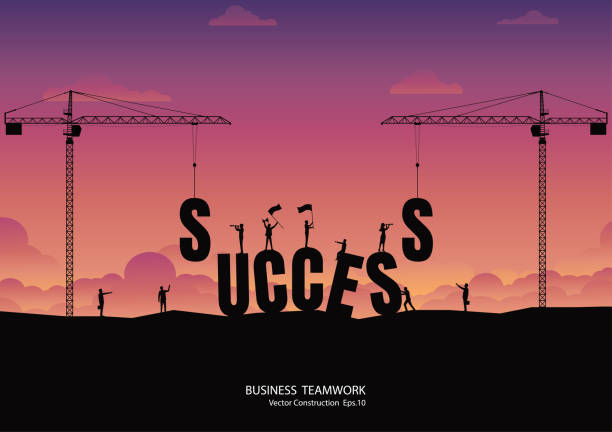 zespół biznesowy sukcesu - business building activity growth development stock illustrations