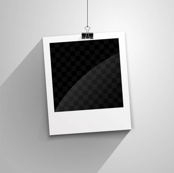 hanging polaroid polaroid photograph hanging on wall background reminder photos stock illustrations
