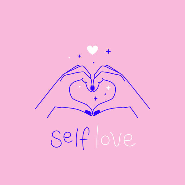 stockillustraties, clipart, cartoons en iconen met hart gemaakt met hands-self love concept - self love