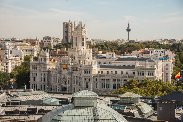 istock Palacio de Cibeles in Madrid, Spain, as seen from above 1190198998