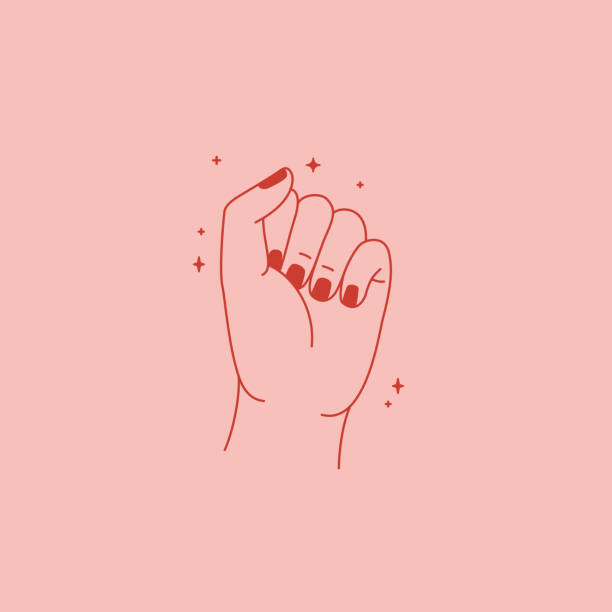 Vector illustration in simple flat linear style - girl power concept Vector illustration in simple flat linear style - girl power concept - female hand in fist gesture womens rights stock illustrations