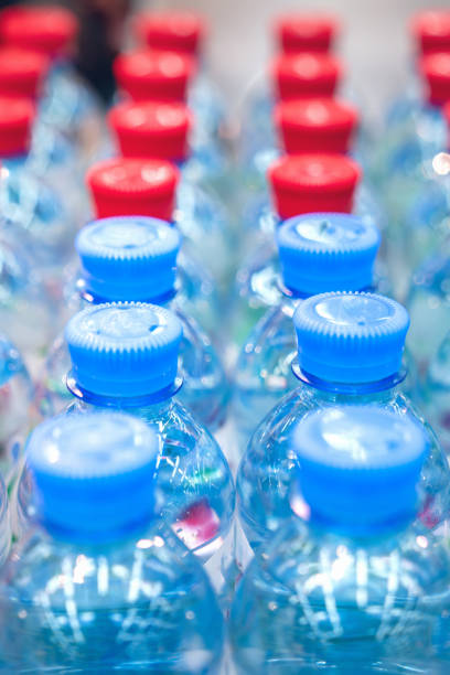 istock Rows of water bottles, clean drinking water, beautiful background 1190201455