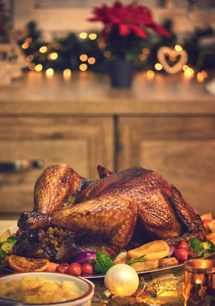 istock Traditional Stuffed Christmas Turkey with Side Dishes 1190203641