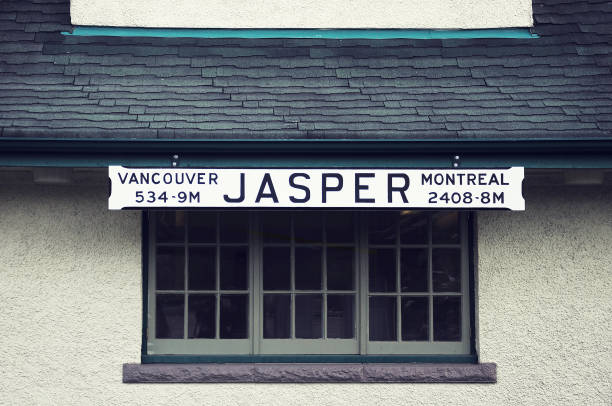 Station Jasper name of the railway building. Canada.