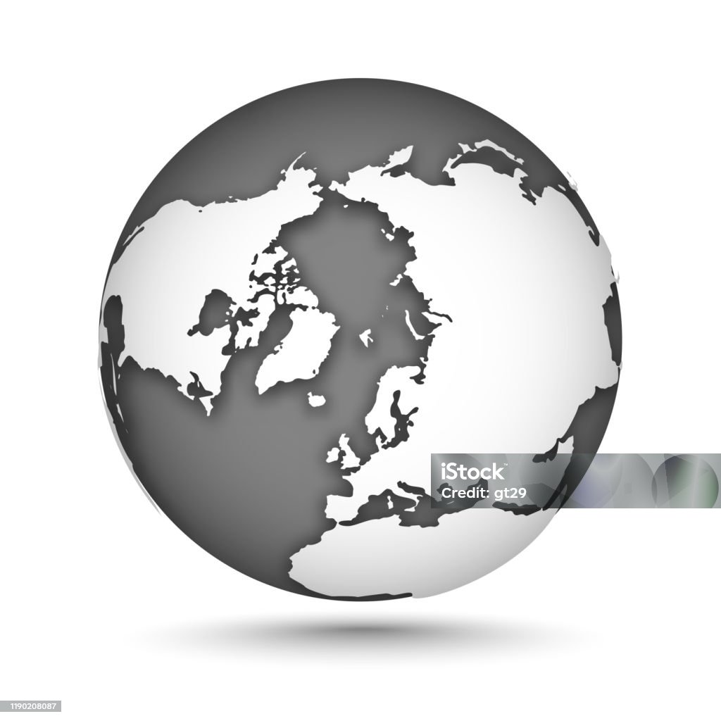 Quả Cầu Đặt Màu Xám Và Trắng Biểu Tượng Vector Trái Đất Với Các ...