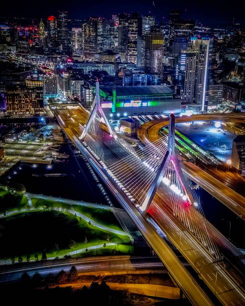 istock Aerial view of Boston’s skyline at night 1190210217