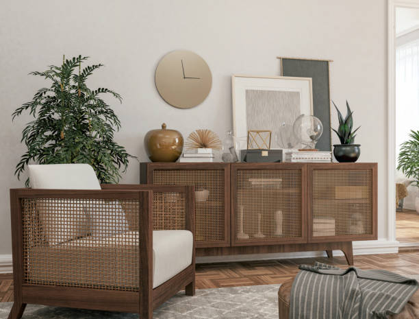 istock Wooden rustic armchair and sideboard 1190211554