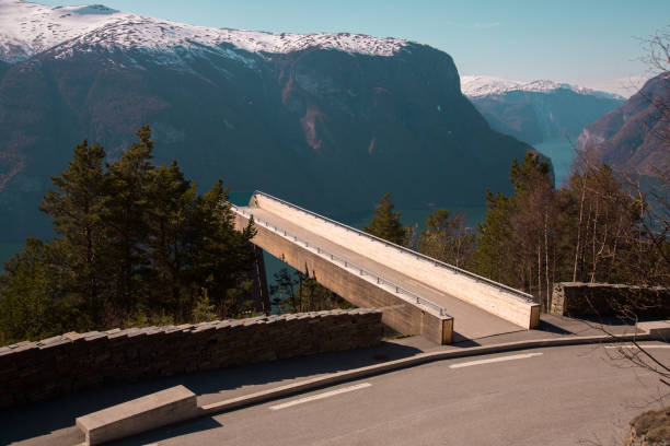 view fron the stegastein in norway - aurlandfjord imagens e fotografias de stock