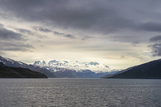 sunrise seascapes in a cloudy morning taken from the ferry Moskenes-Bodo, Norway