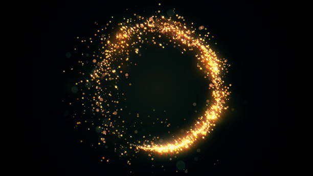 istock Golden glitter circle with sparkling light. Christmas gold particles ring 1190217825