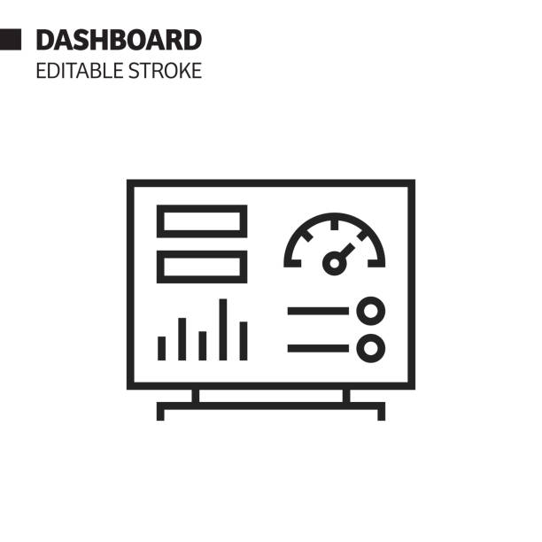 illustrazioni stock, clip art, cartoni animati e icone di tendenza di icona della linea del dashboard, illustrazione del simbolo vettoriale del contorno. pixel perfetto, tratto modificabile. - internet symbol computer icon administrator