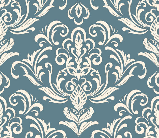 vektor damast nahtloses musterelement. klassische luxus altmodische damast ornament, königliche viktorianischen nahtlose textur für tapeten, textil, verpackung. exquisite florale barockvorlage. - wallpaper pattern silk pattern rococo style stock-grafiken, -clipart, -cartoons und -symbole