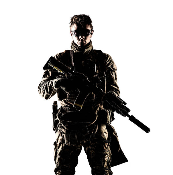 istock Military company mercenary low key studio portrait 1190224864