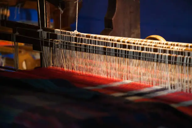 multi colored weave on a loom