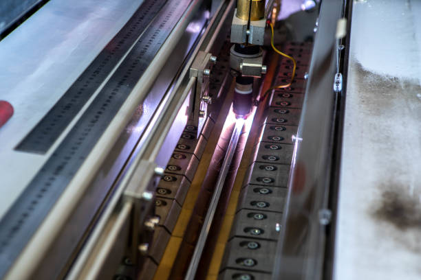 istock Working overlap arc welding machine. Welded seam. Welding sparks. 1190227179