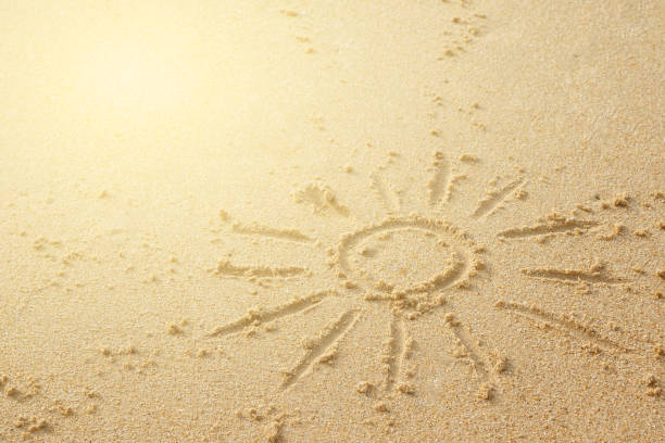 istock Drawing of sun on the sand 1190228744