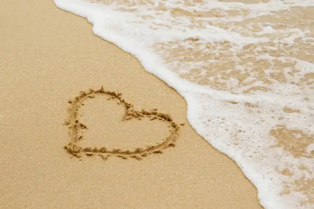 Photo of Drawing of heart on the sand