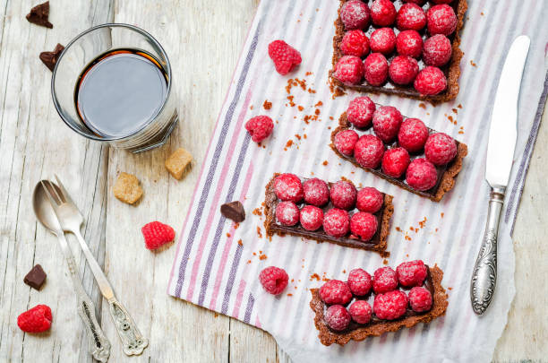 istock chocolate tart with chocolate filling and fresh raspberries 1190230890