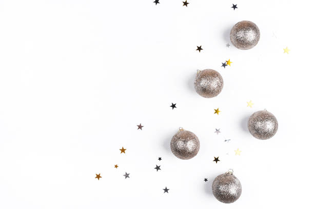 istock Festive white background with Christmas decorations. 1190234136