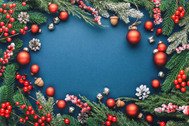 istock Christmas frame with gdecorations. 1190234890