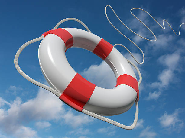 istock Flying lifebelt for help 119023597