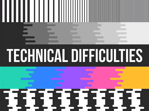 Technical difficulty TV test pattern with space for your copy.