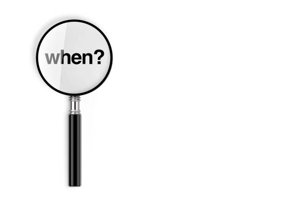 istock Magnifying Glass with When Sign. 3d Rendering 1190239401