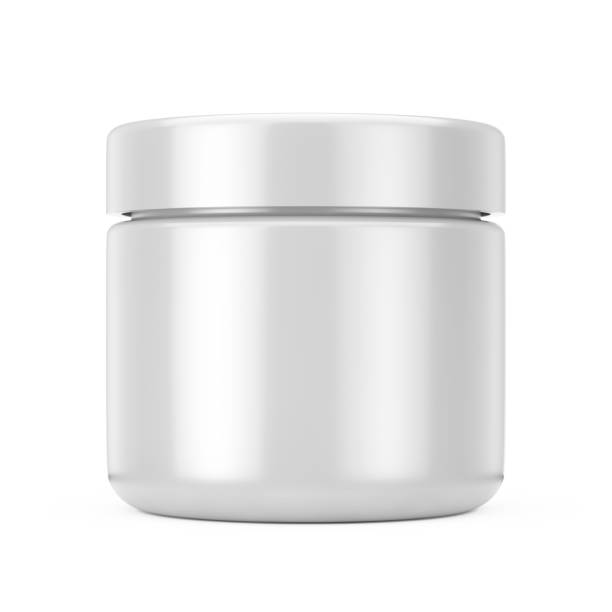 istock Silver Cosmetic Jar with Lid for Cream or Gel Mockup. 3d Rendering 1190239484