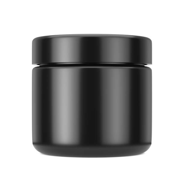 istock Black Cosmetic Jar with Lid for Cream or Gel Mockup. 3d Rendering 1190240641
