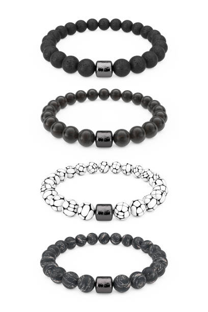 istock Richness and Good Fortune Concept. Black Lucky Stones Bracelet. 3d Rendering 1190241497