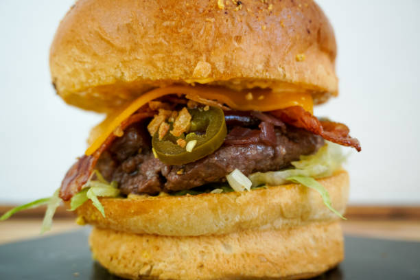 istock Meaty hamburger in a restaurant 1190241999