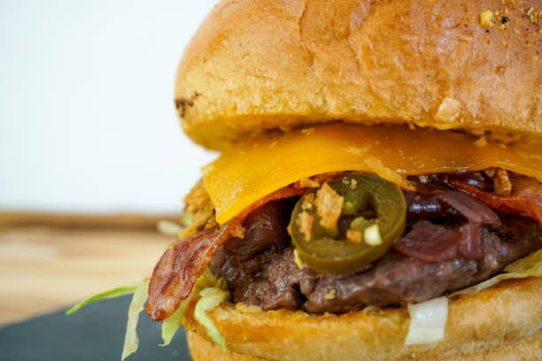 istock Meaty hamburger in a restaurant 1190242024