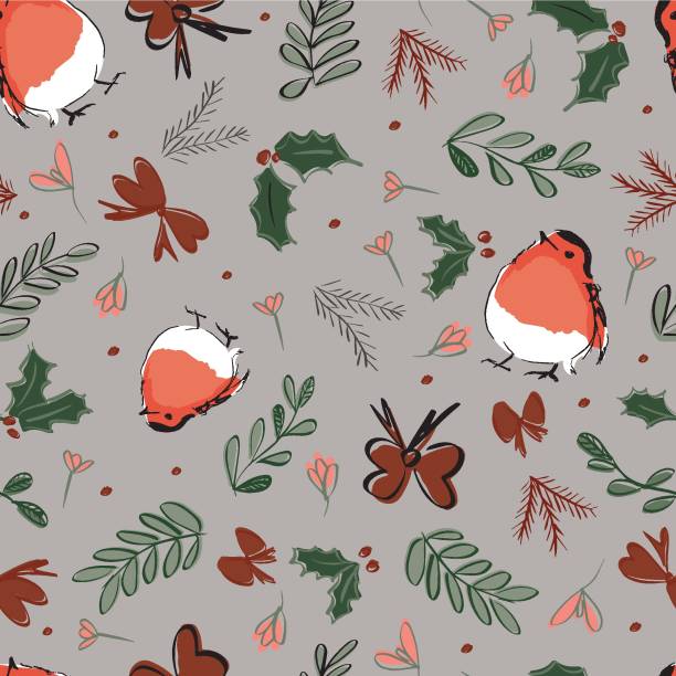 Red Robin Repeating Patterns 2,400+ Christmas Robin Stock Illustrations, Royalty-Free Vector ...