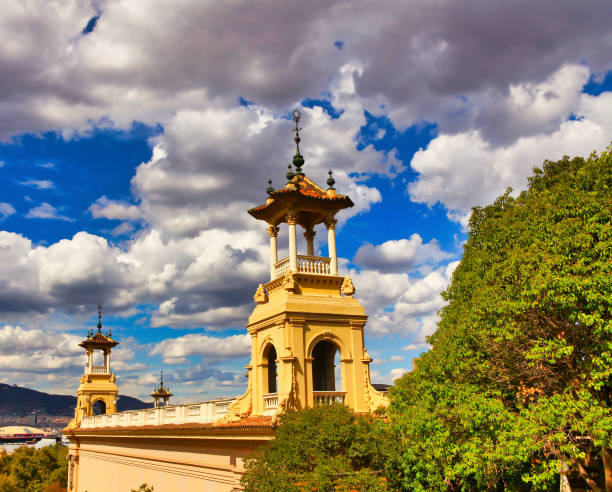 park szczegółów zamku montjuic - castle catalonia spain majestic zdjęcia i obrazy z banku zdjęć