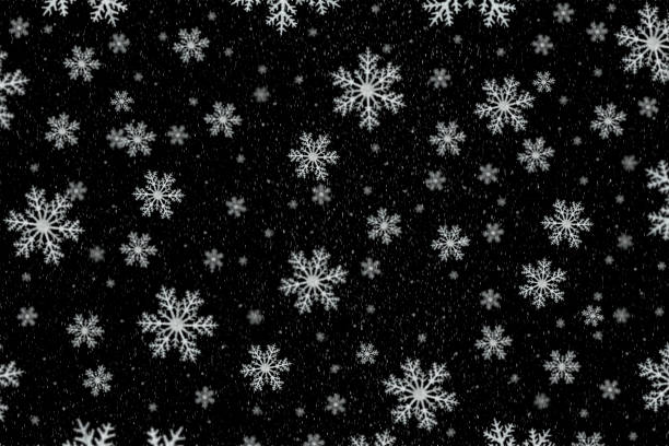 Winter background Winter background-Fake snowflakes photographed on black deep focus stock pictures, royalty-free photos & images