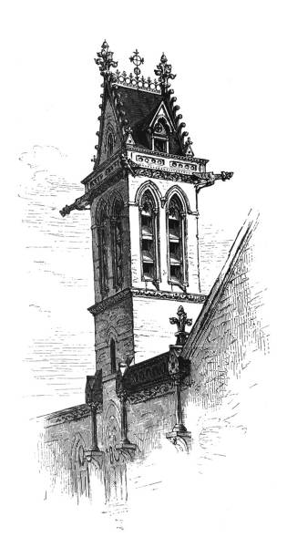 istock Antique illustration - New York 1881 - Architecture - Tower - Trinity School 1190250517