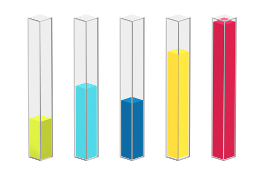 Colour Column Infographics Glass Chart Bars on a white background. 3d Rendering