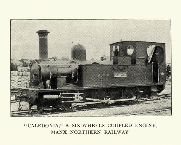 istock Victorian steam train, Caledonia, Six-wheel coupled engine 1190254893