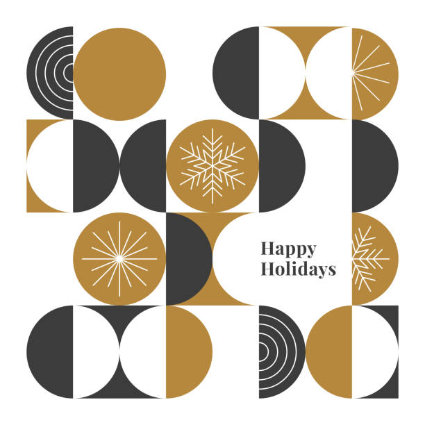 illustrazioni stock, clip art, cartoni animati e icone di tendenza di buona carta vacanze con sfondo geometrico moderno. - invitation national holiday design black