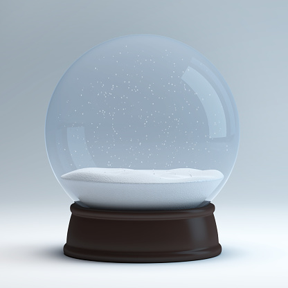 Snow globe on a light background. 3D illustration