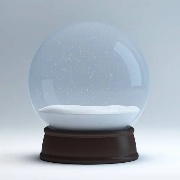 Snow globe on a light background. 3D illustration