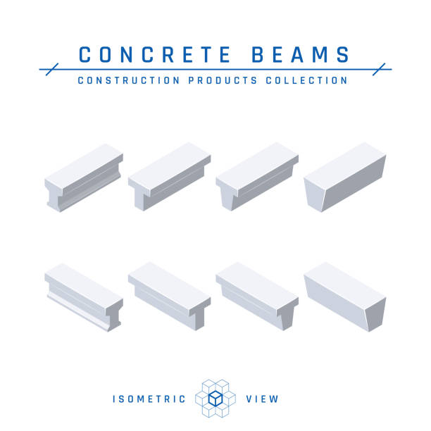Concrete beams in isometric view, vector icon Concrete beams, isometric view. Set of icons for architectural designs. Vector illustration isolated on a white background in flat style. Construction products collection. precast-concrete-icon stock illustrations