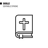 istock Bible Line Icon, Outline Vector Symbol Illustration. Pixel Perfect, Editable Stroke. 1190264273