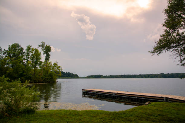 istock A boat launch in a calm lake with a beautiful view 1190268000