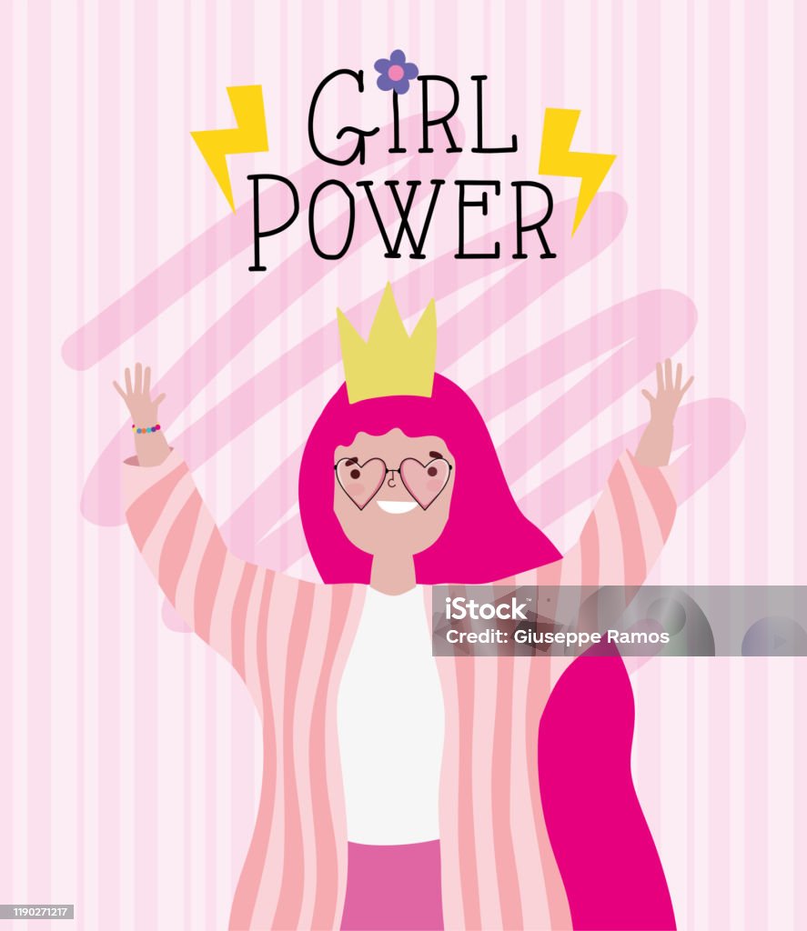 Cô Gái Phim Hoạt Hình Về Sức Mạnh Và Thiết Kế Vector Khái Niệm ...